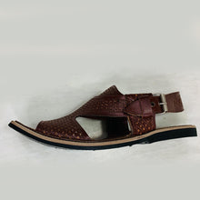 Load image into Gallery viewer, Panjedare Dark Brown Textured Sandals
