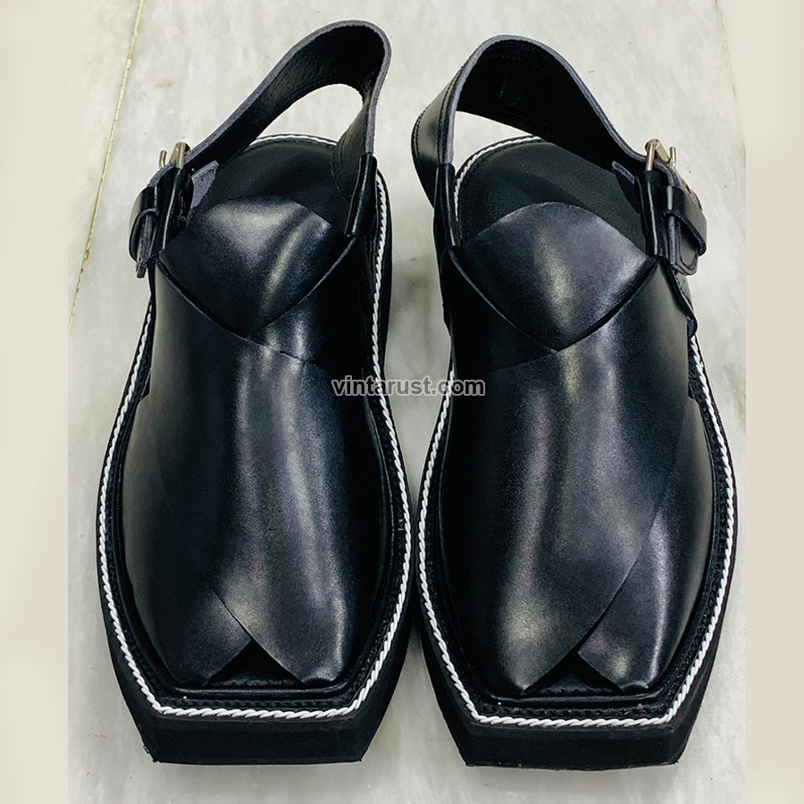 Peshawari Hand Made Leather Black Men's Sandal