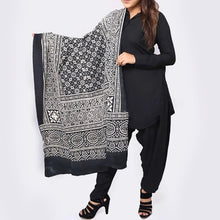 Load image into Gallery viewer, Pure Cotton Black Printed Sindhi Ajrak Shawl for Her
