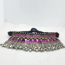 Load image into Gallery viewer, Purple Turkmen Choker With Glass Stones And Bells
