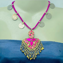 Load image into Gallery viewer, Purple Vintage Coins Pendant Necklace
