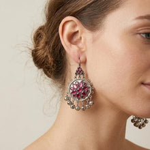 Load image into Gallery viewer, Kuchi Silver Jhumka Earrings with Purple Stones 
