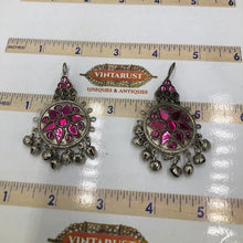 Load image into Gallery viewer, Kuchi Silver Jhumka Earrings with Purple Stones 

