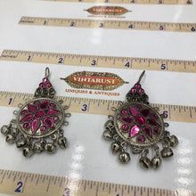 Load image into Gallery viewer, Kuchi Silver Jhumka Earrings with Purple Stones 
