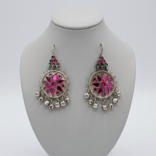 Load image into Gallery viewer, Kuchi Silver Jhumka Earrings with Purple Stones 
