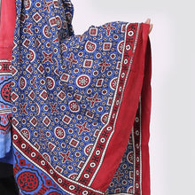 Load image into Gallery viewer, Red and Blue Cotton Sindhi Ajrak Shawl For Her
