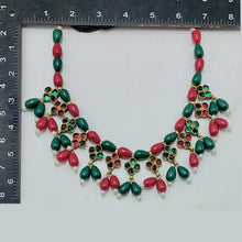 Load image into Gallery viewer, Red and Green Beaded Statement Choker Necklace
