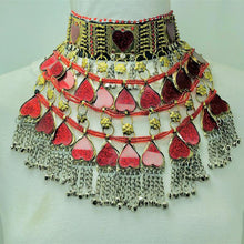 Load image into Gallery viewer, Red Heart Tribal Layered Choker Necklace
