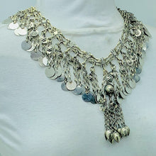 Load image into Gallery viewer, Silver Gypsy Kuchi Necklace With Vintage Coins
