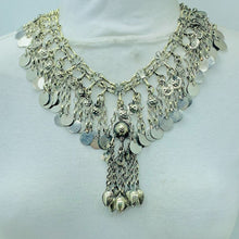 Load image into Gallery viewer, Silver Gypsy Kuchi Necklace With Vintage Coins
