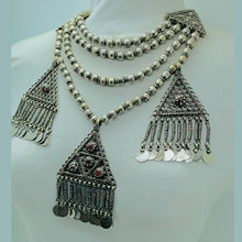 Load image into Gallery viewer, Silver Gypsy Vintage Necklace With Dangling Pendants
