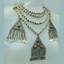 Load image into Gallery viewer, Silver Gypsy Vintage Necklace With Dangling Pendants
