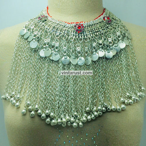 Silver Kuchi Handmade Choker Necklace With Long Bells