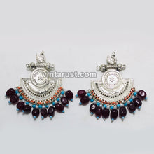 Load image into Gallery viewer, Silver Kuchi Earrings With Multicolor Beads and Stones
