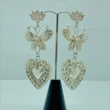 Load image into Gallery viewer, Handmade Silver Tone Heart Shaped Earrings
