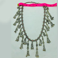 Load image into Gallery viewer, Silver Vintage Necklace with Red Glass Stones
