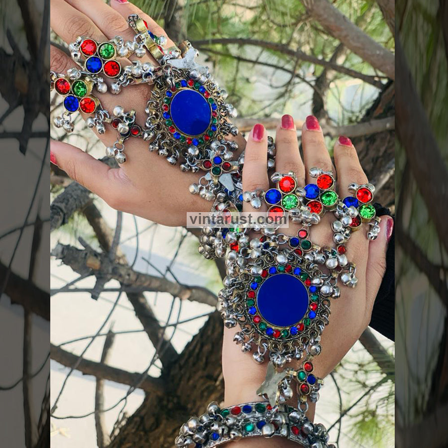Slave Bracelet with Multicolor Stones and Bells