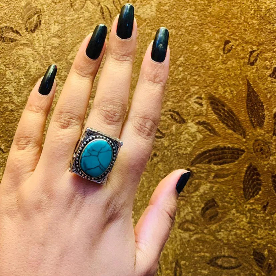 Southwestern Style Turquoise Oval Stone Ring