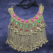 Load image into Gallery viewer, Statement Choker Necklace Featuring Long Silver Dangling Bells
