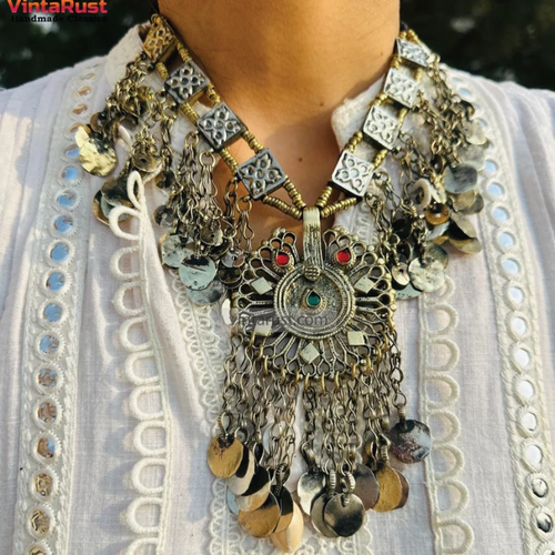 Statement Kuchi Necklace with Coins
