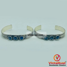 Load image into Gallery viewer, Tibetan Antiqued Lapis Lazuli Tiger Eye Cuff Bracelet
