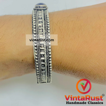 Load image into Gallery viewer, Tibetan Antiqued Lapis Lazuli Tiger Eye Cuff Bracelet
