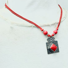 Load image into Gallery viewer, Tibetan Style Red Coral Statement Necklace
