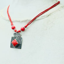 Load image into Gallery viewer, Tibetan Style Red Coral Statement Necklace
