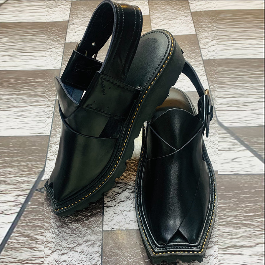 Kaptaan hot sale chappal black