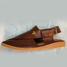 Load image into Gallery viewer, Traditional Brown Leather Peshawari Chappal
