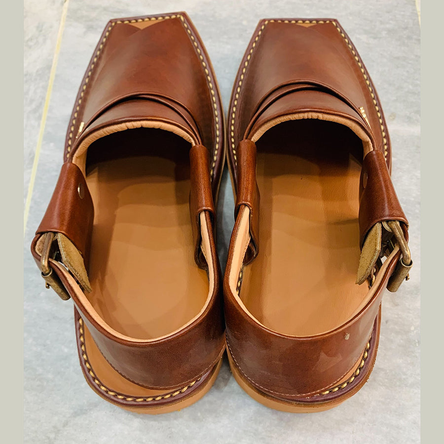 Traditional Brown Leather Peshawari Men display picture 3