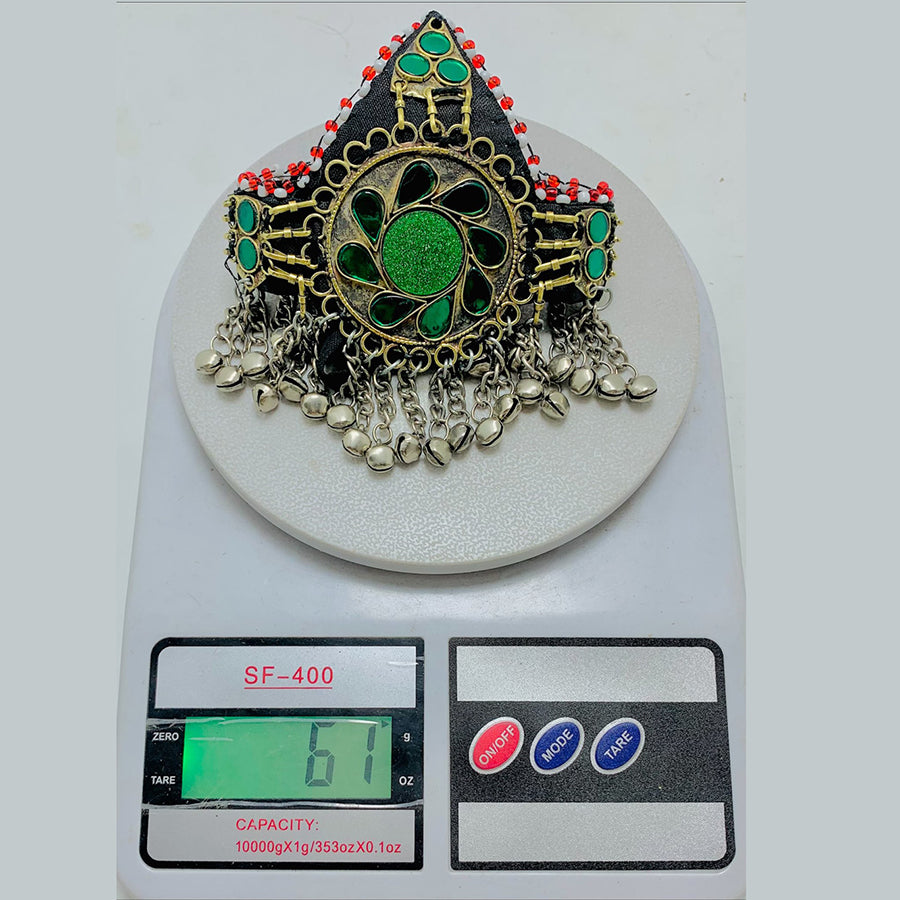 Traditional Green Handmade Tribal Matha Patti,Statement  display picture 2