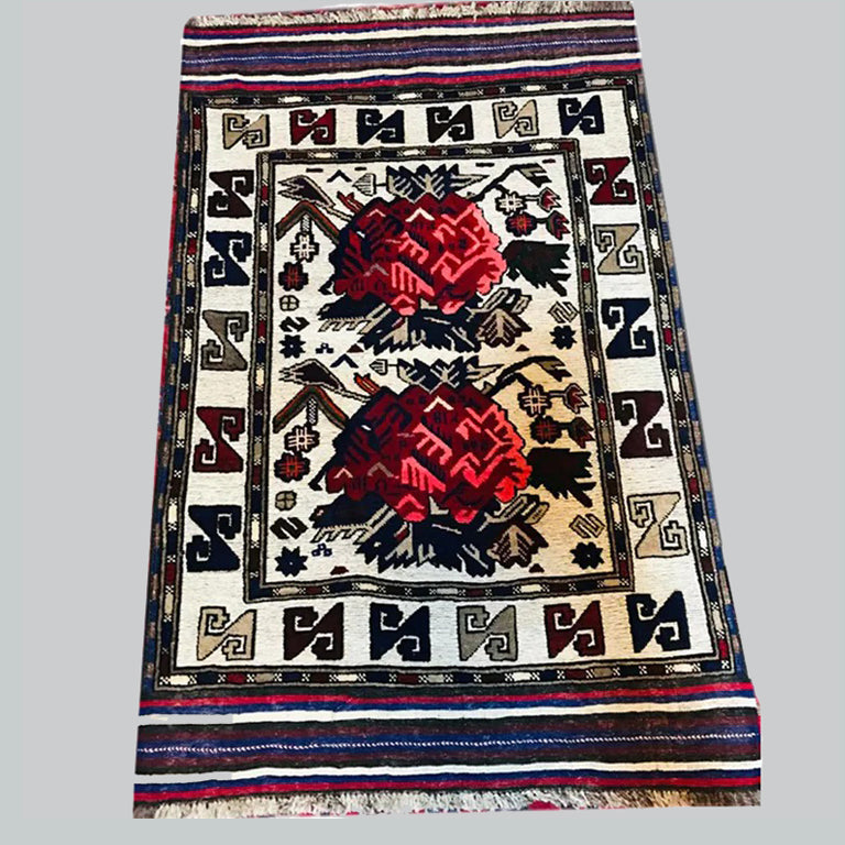 Traditional Handmade Gul Barjista Rug