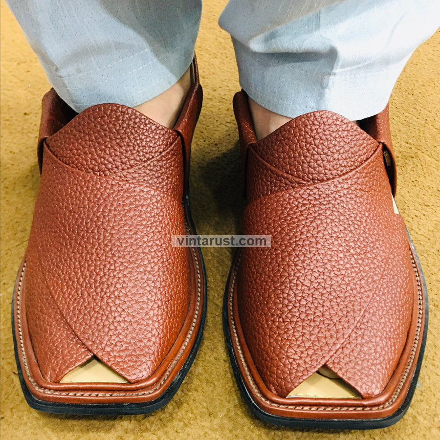 Traditional Handmade Burgundy Peshawari Chappal