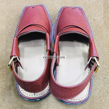 Load image into Gallery viewer, Traditional Handmade Burgundy Peshawari Chappal
