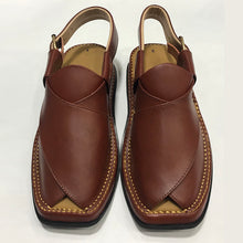 Load image into Gallery viewer, Traditional Men&#39;s Leather Peshawari Kaptaan Chappal
