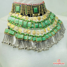 Load image into Gallery viewer, Traditional Multi‑Layered Green Stone Choker Necklace
