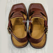 Load image into Gallery viewer, Traditional Panjedare Brown Peshawari Chappal
