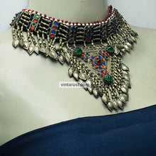 Load image into Gallery viewer, Tribal Antique Necklace With Dangling Metal Tassels
