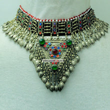 Load image into Gallery viewer, Tribal Antique Necklace With Dangling Metal Tassels
