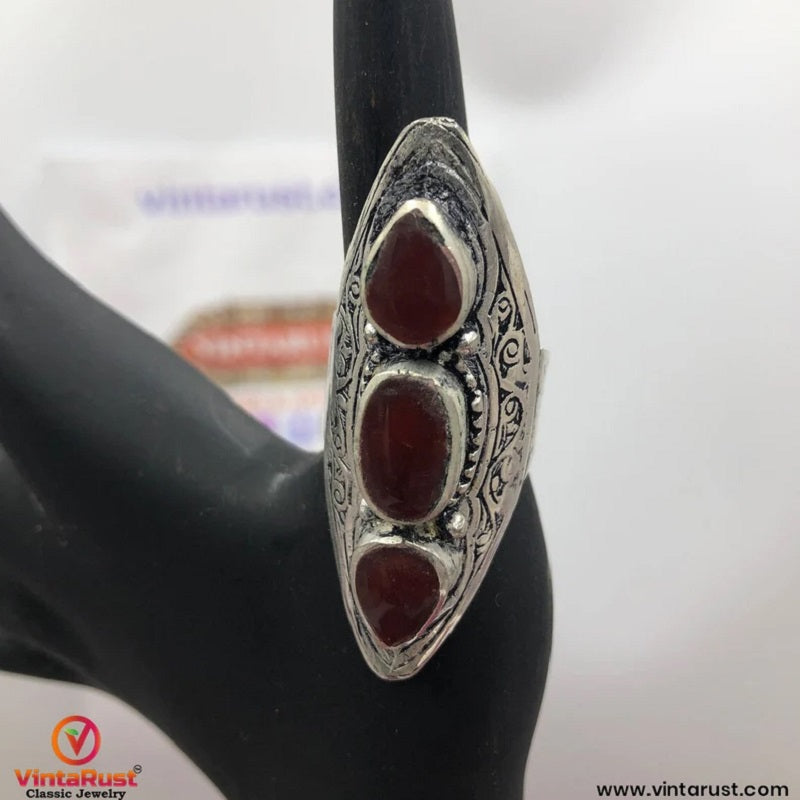 Tribal Antique Three Stones Ring