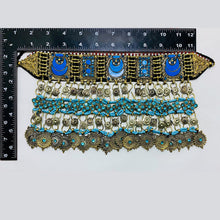 Load image into Gallery viewer, Tribal Choker Necklace With Turquoise Glass Stones
