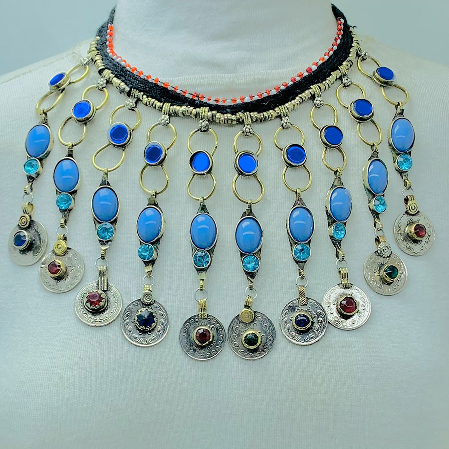 Tribal Dangling Coins Choker Necklace