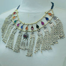 Load image into Gallery viewer, Tribal Gypsy Necklace With Coins and Glass Stones
