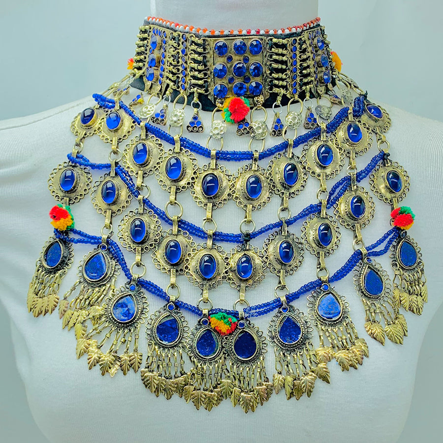Tribal Kuchi Blue Stones Necklace