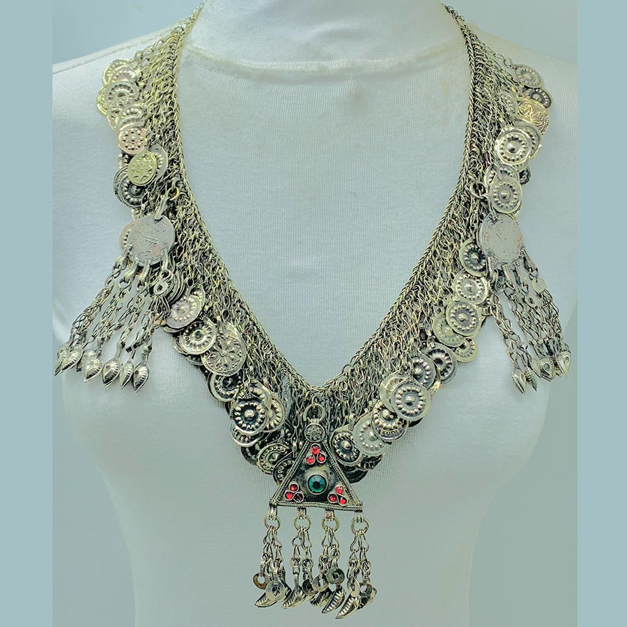 Tribal Kuchi Necklace With Dangling Tassels