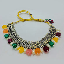 Load image into Gallery viewer, Tribal Multicolor Stones Necklace With Pearls
