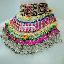 Load image into Gallery viewer, Tribal Oversized Pink Glass Stones Choker Necklace
