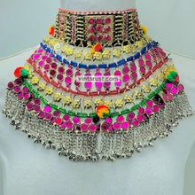 Load image into Gallery viewer, Tribal Oversized Pink Glass Stones Choker Necklace
