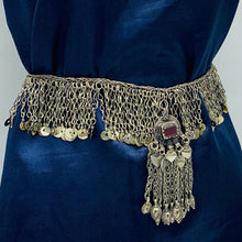 Load image into Gallery viewer, Tribal Silver Kuchi Belly Belt With Dangling Tassels
